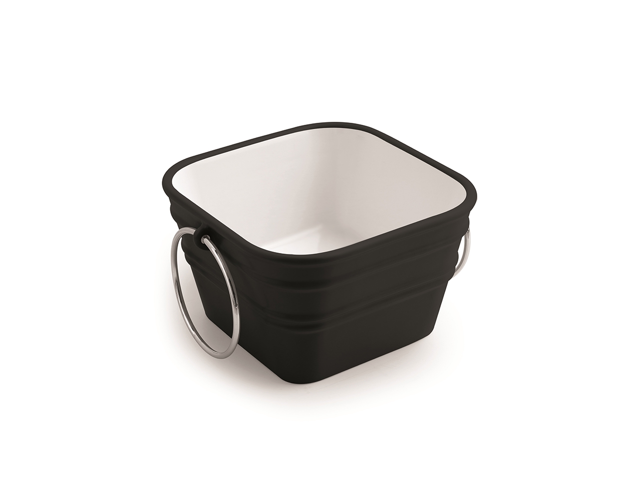 Lavabo Sospeso/Appoggio Bacile Qubo 40X40XH25 con Anelli in Ceramica Nero Opaco-64818