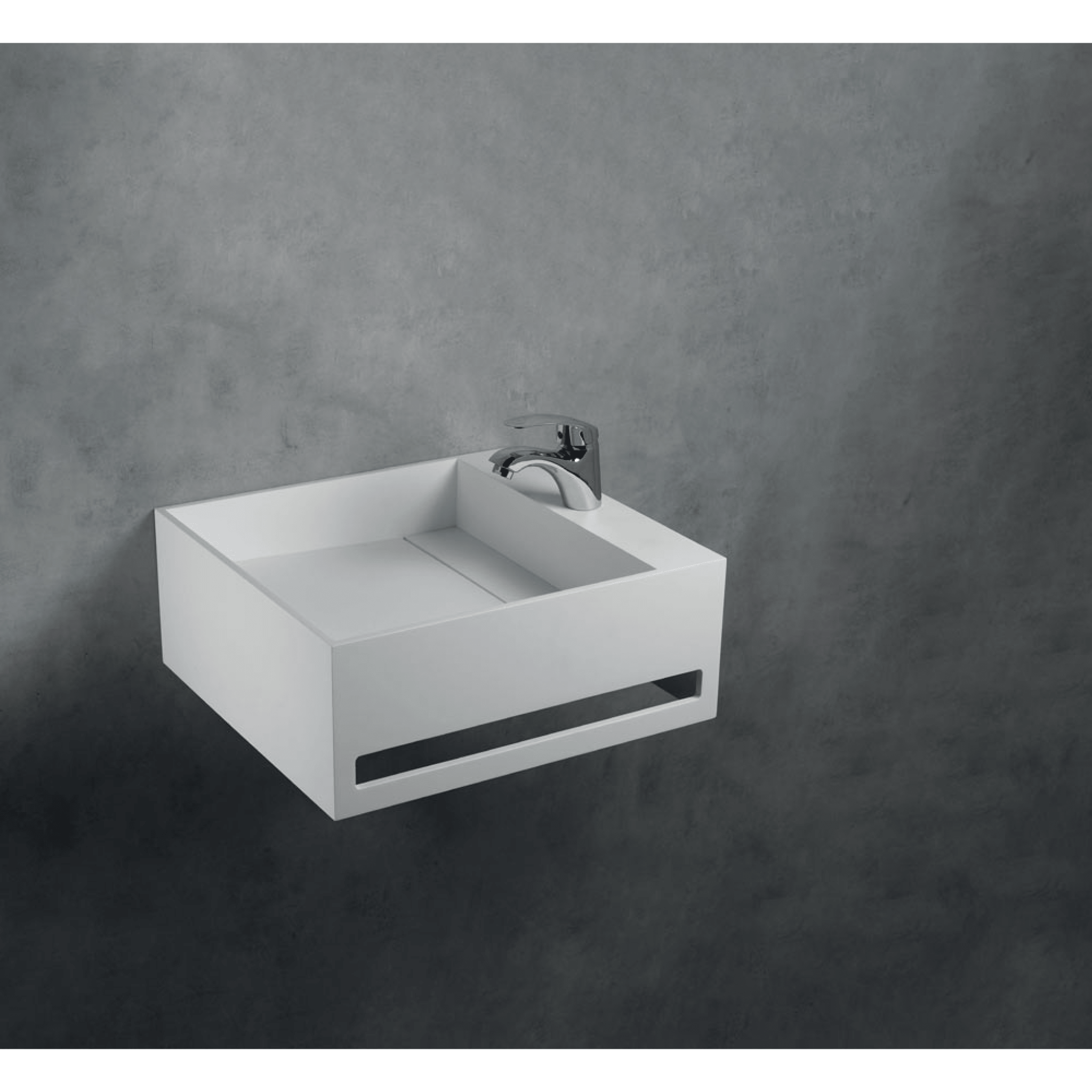 Lavabo Sospeso Con Barra Portasalviette 50x46 Cm "Mercurio" Bianco Opaco