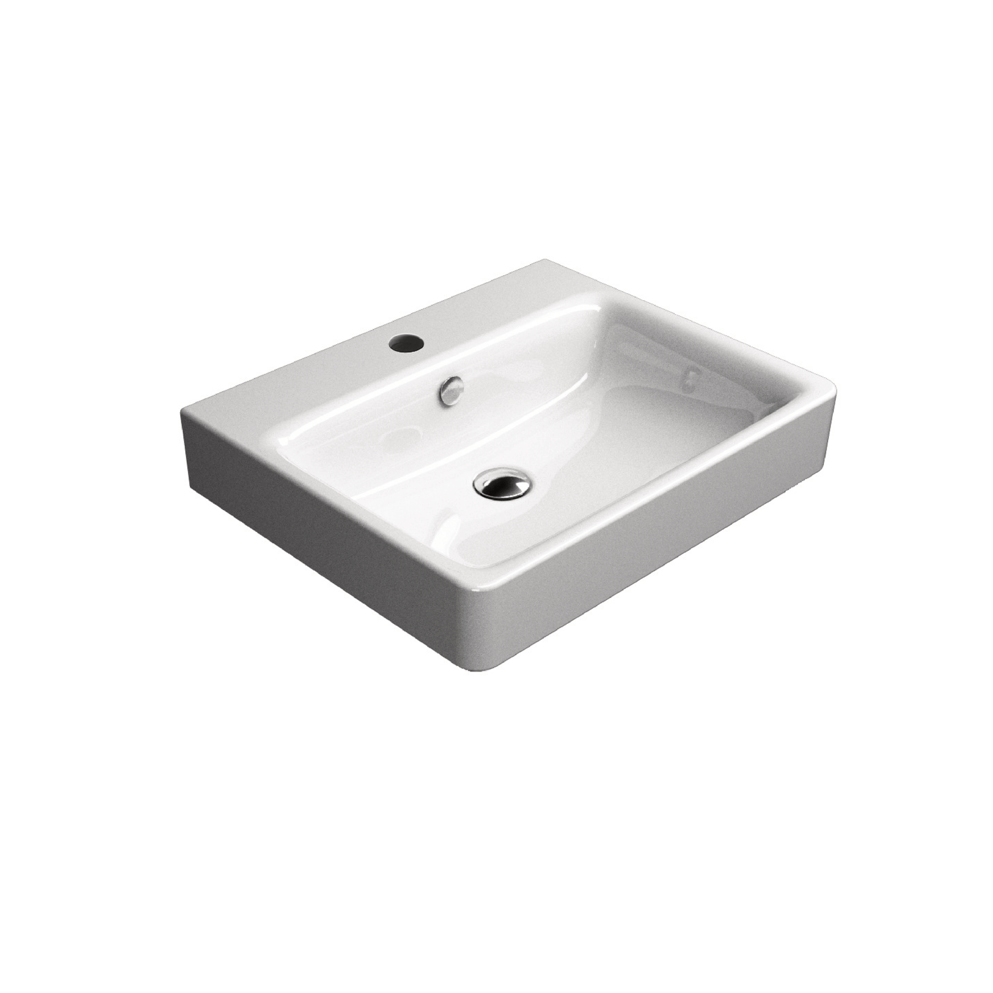 Lavabo Da Incasso/Sospeso Con Foro 60x50 Cm Bianco Lucido