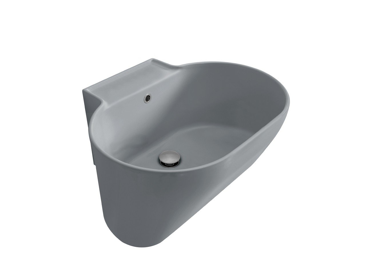 Lavabo Lavatoio Sospeso/Appoggio Tino 60X50Xh.30 in Ceramica Opaco Grigio-18084