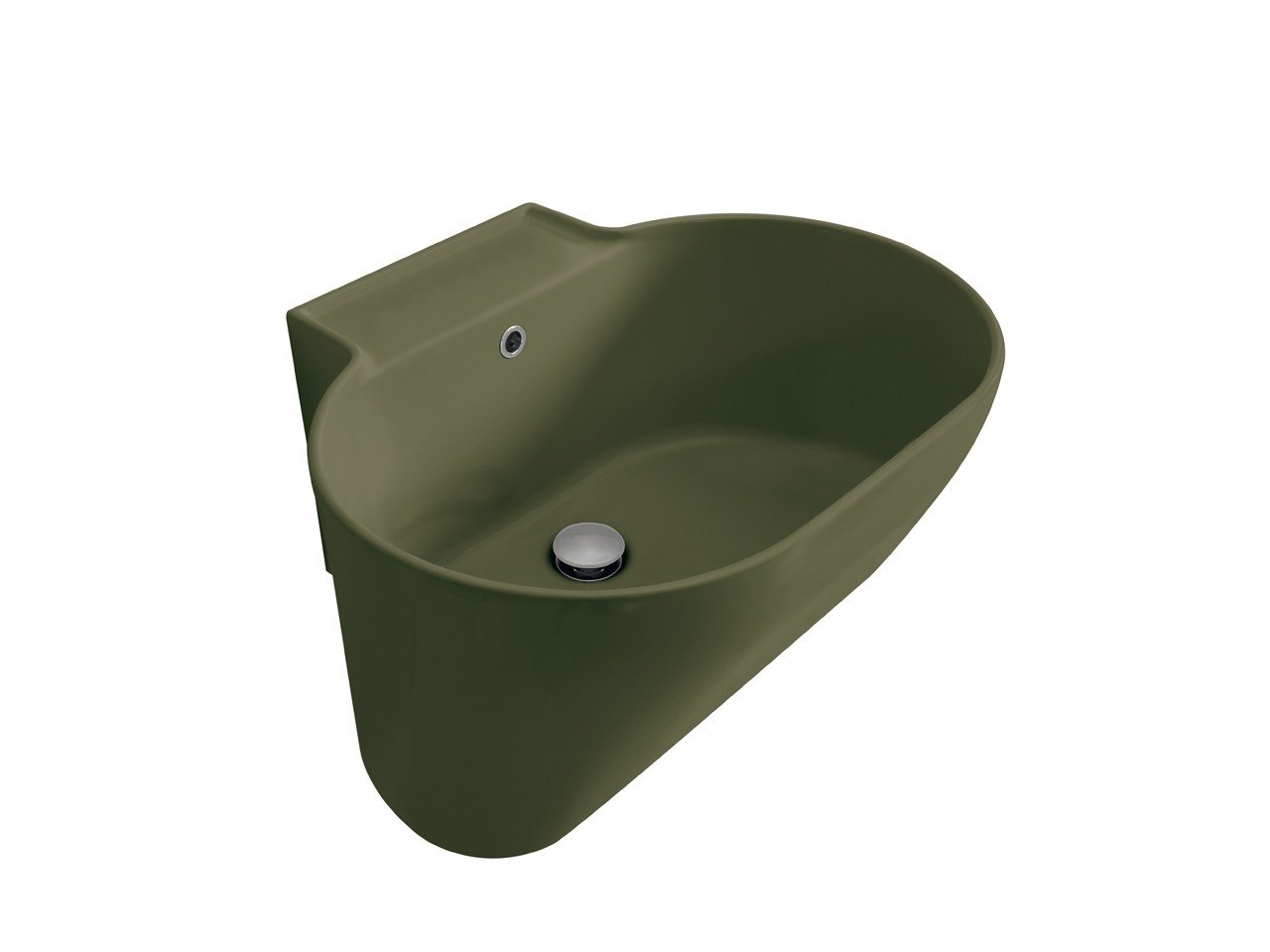 Lavabo Lavatoio Sospeso/Appoggio Tino 60X50Xh.30 in Ceramica Opaco Verde Bamboo-18088