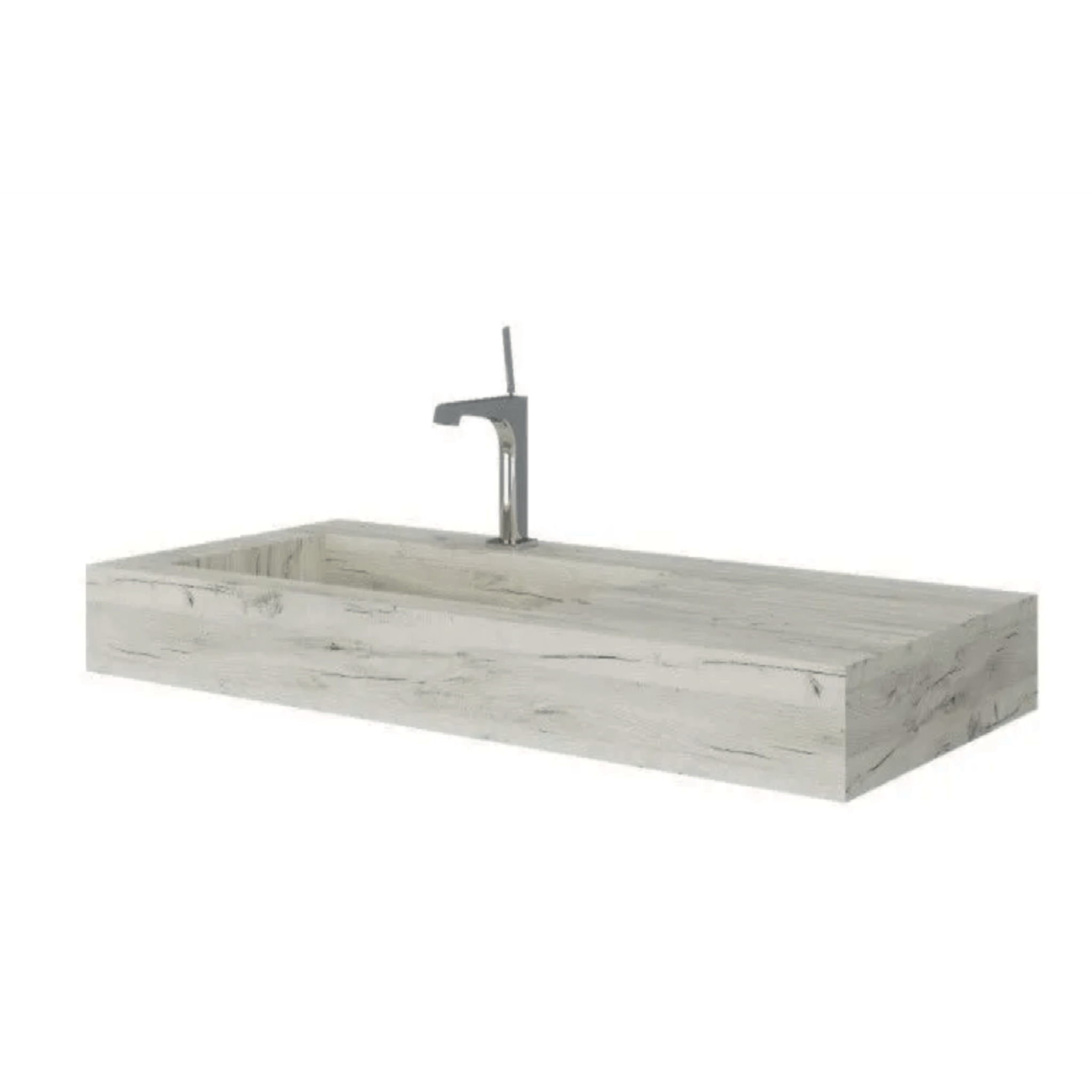 Lavabo Sospeso Con Vasca Asimmetrica a Sx 100x46 Cm Savini Due "Idea" Rovere Ghiaccio
