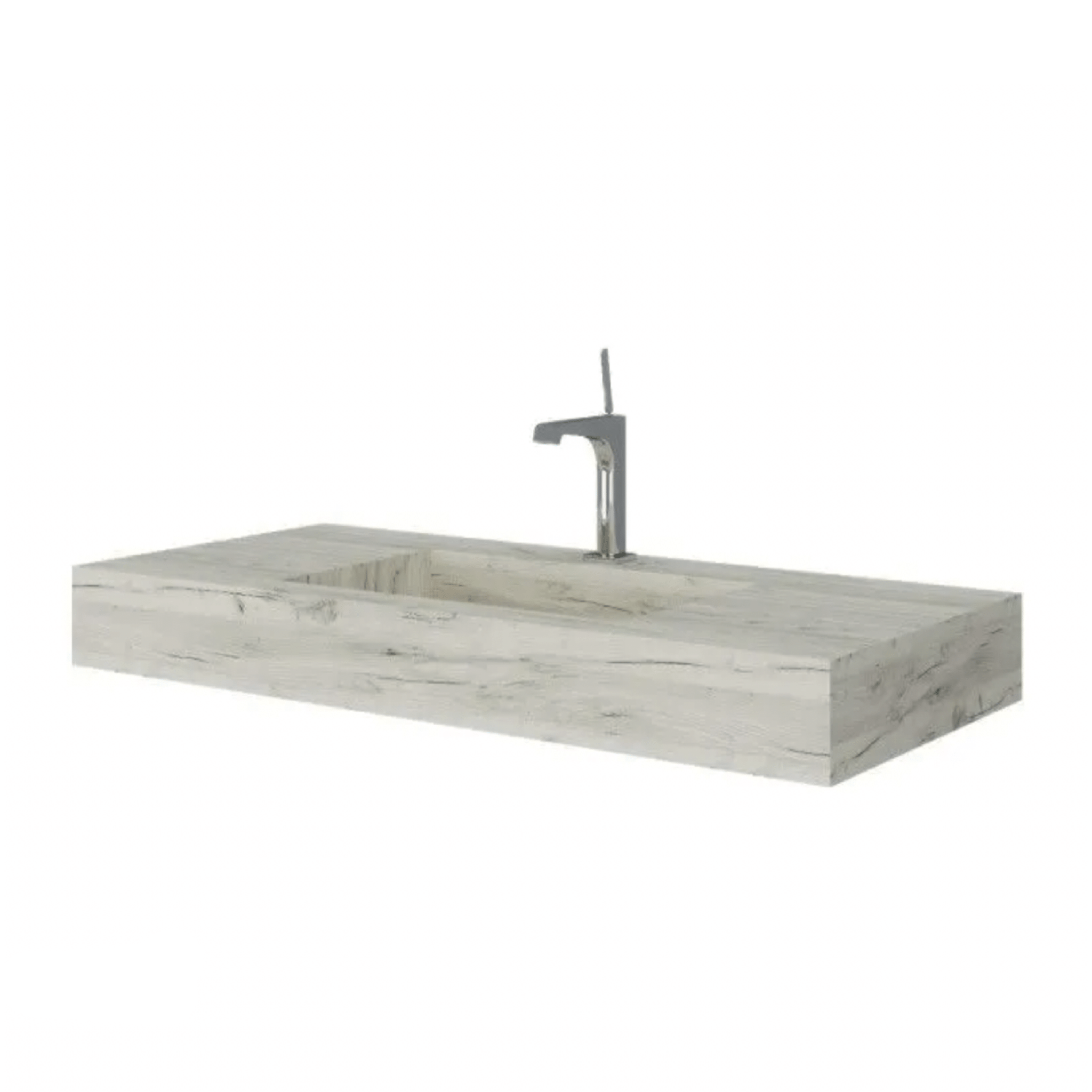 Lavabo Sospeso Con Vasca Centrale 100x46 Cm Savini Due "Idea" Rovere Ghiaccio