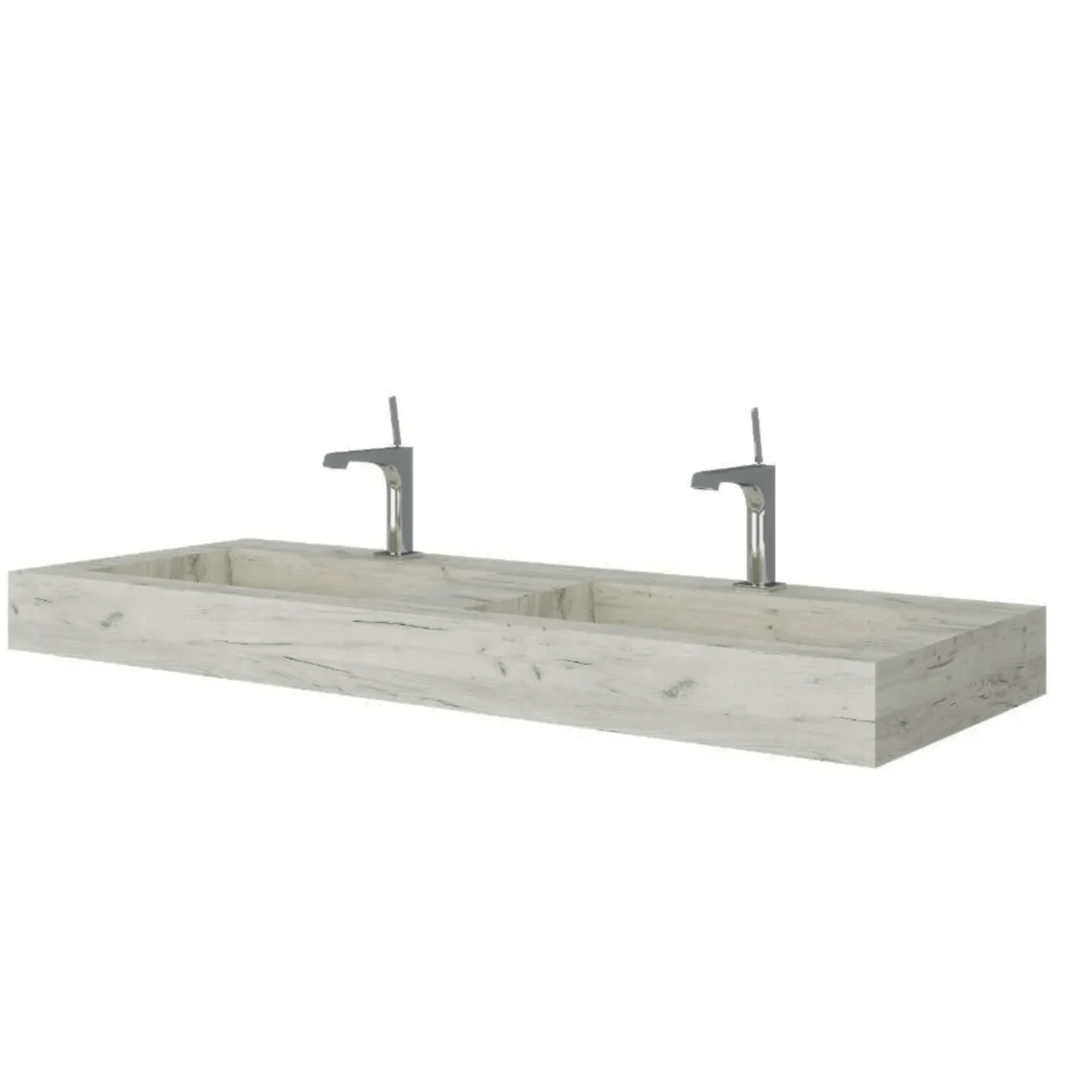 Lavabo Sospeso Con Foro Doppia Vasca 120x46 Cm Savini Due "Idea" Rovere Ghiaccio