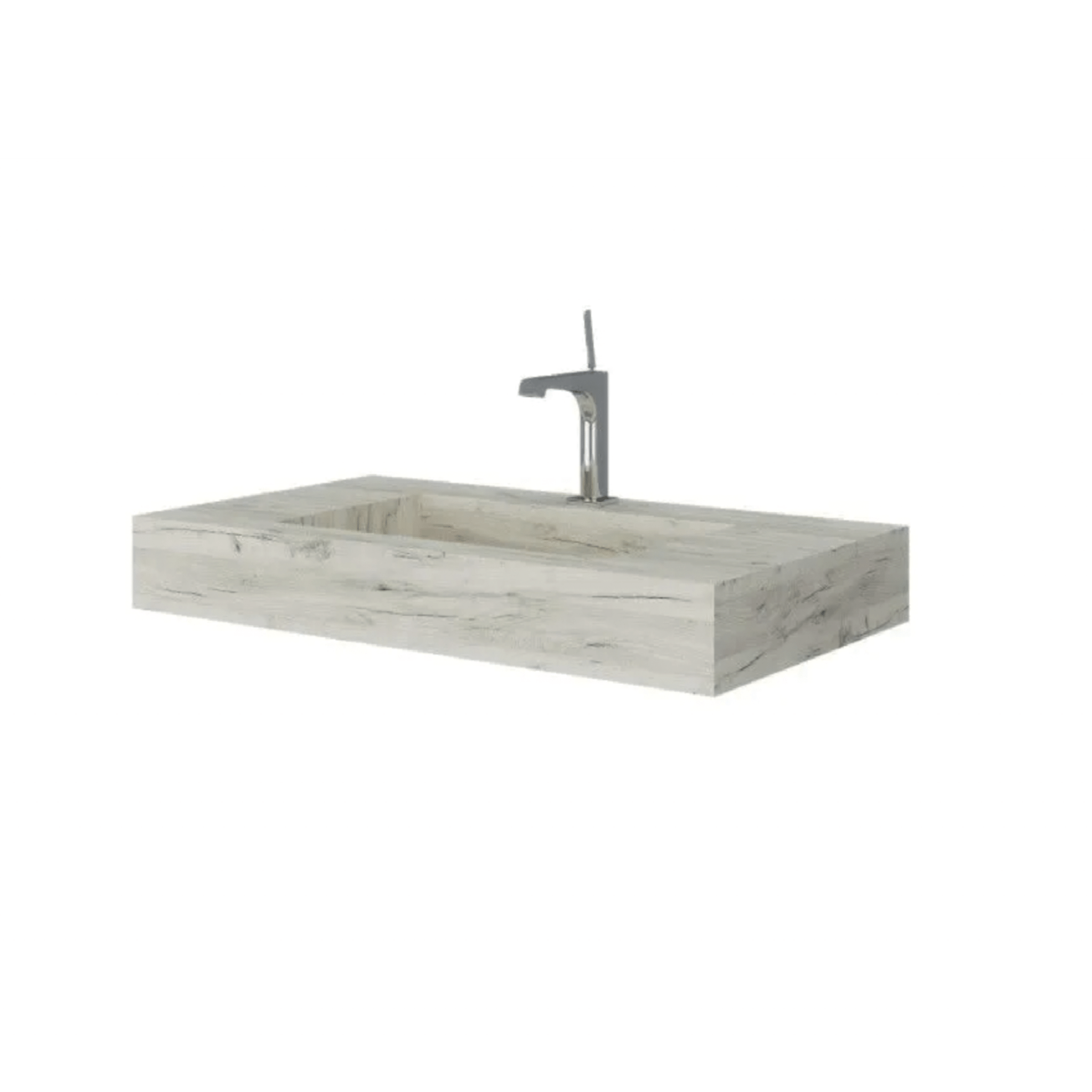 Lavabo Sospeso Con Vasca Centrale 80x46 Cm Savini Due "Idea" Rovere Ghiaccio