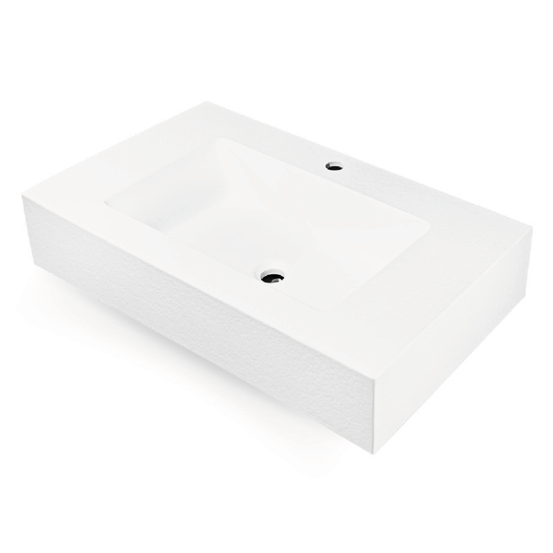 Lavabo Sospeso 60x46 Cm Lullaby "Gaia" Effetto Asfalto Bianco Opaco