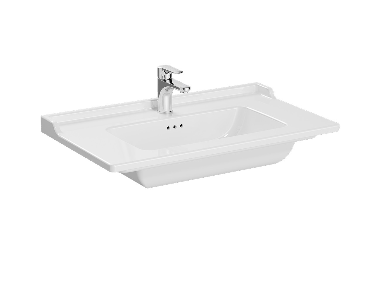 Lavabo Unitop Integra Classic 80x46 cm Ceramica Bianco Lucido-71031