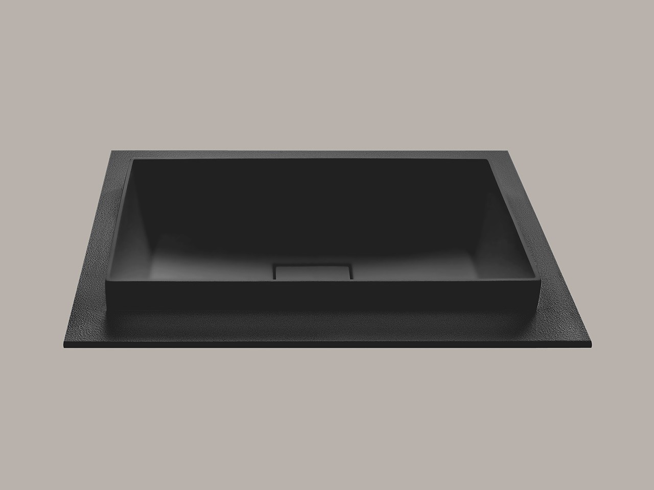 Lavabo Star 70,5x51,5 cm con Vasca a Semincasso e Top Effetto Pietra in Resina Nero-76774