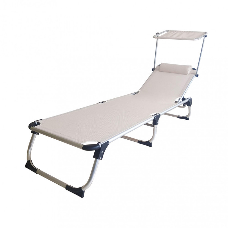 Lettino prendisole da giardino terrazzo pieghevole colore tortora