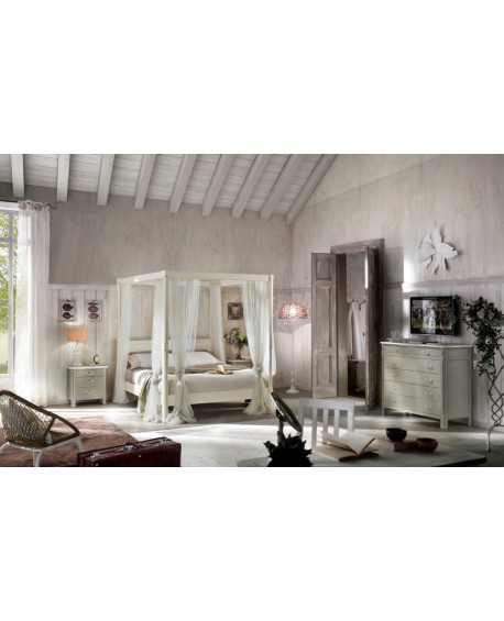 LETTO A BALDACCHINO IN LEGNO MASSELLO vari colori