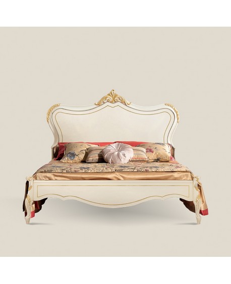 LETTO CON TESTATA IN LEGNO INTARSIATA