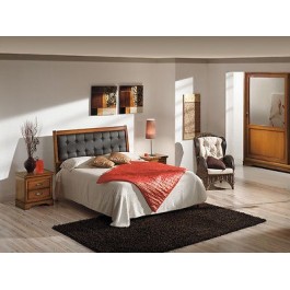 LETTO MATRIMONIALE MODERNO IMBOTTITO ECOPELLE COLORE NOCE LEGNO MASSELLO