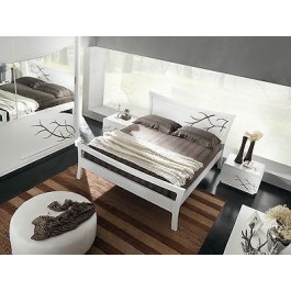 LETTO MATRIMONIALE MODERNO LACCATO BIANCO LEGNO MASSELLO