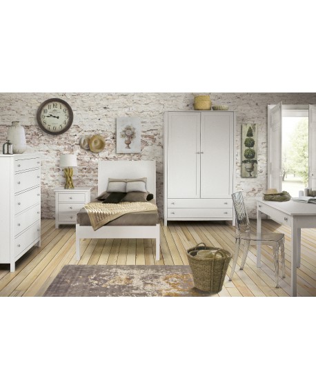 LETTO SINGOLO IN LEGNO COL BIANCO OPACO