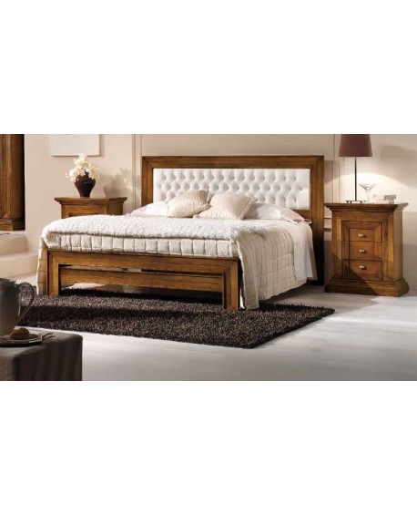 LETTO IN LEGNO MASSELLO TESTATA IMBOTTITA L 183 H 117 P 210 vari colori