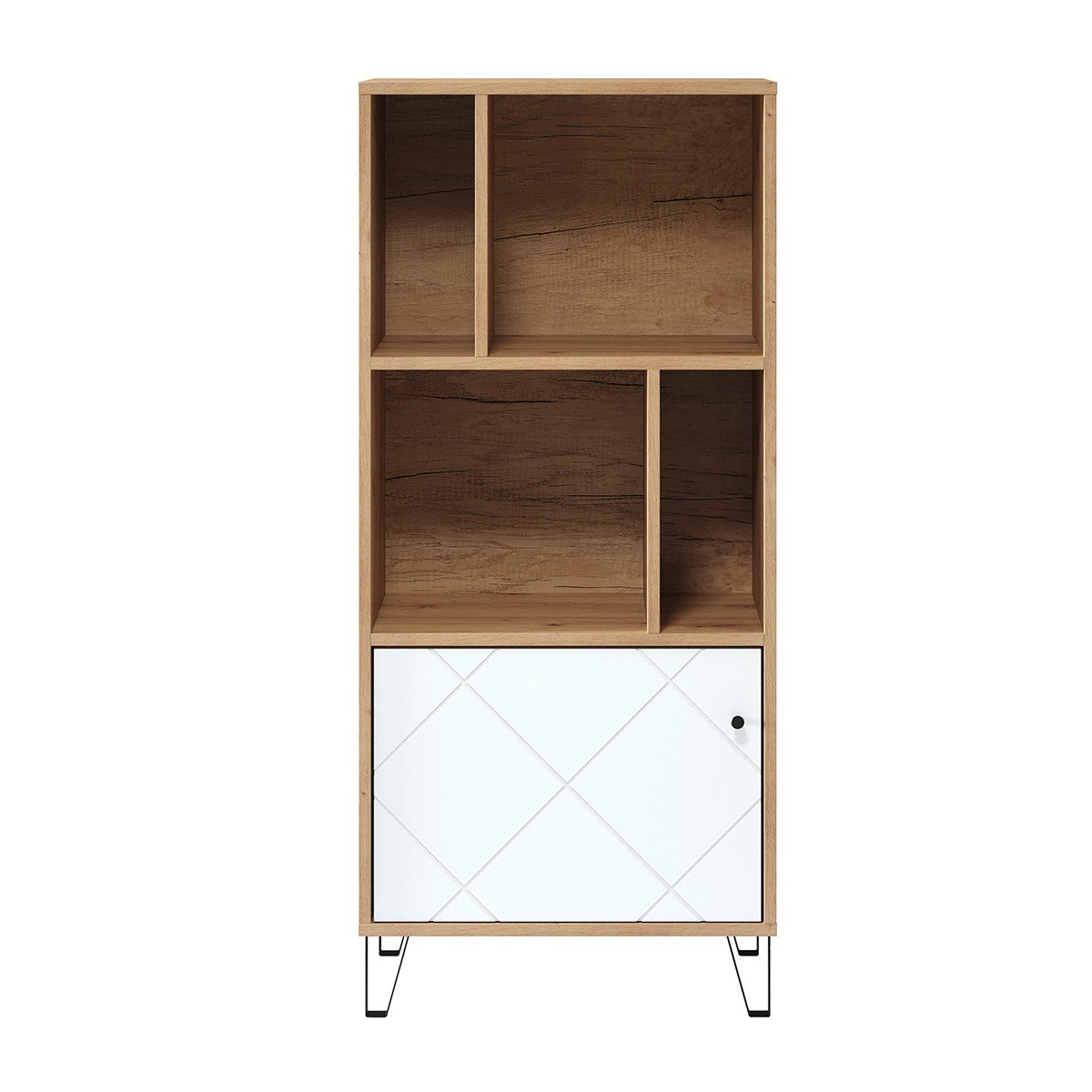 Libreria 1 porta e 4 nicchie bianco opaco H136 cm - Touch