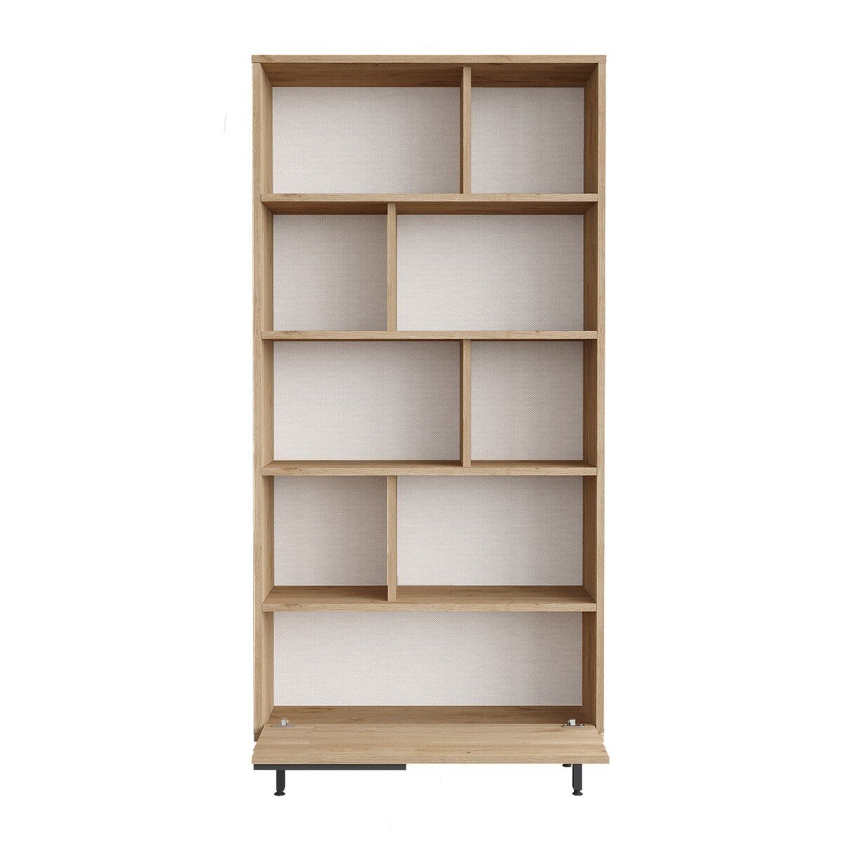Libreria con 1 vano contenitore chiuso decorata in legno di noce L83,9 cm