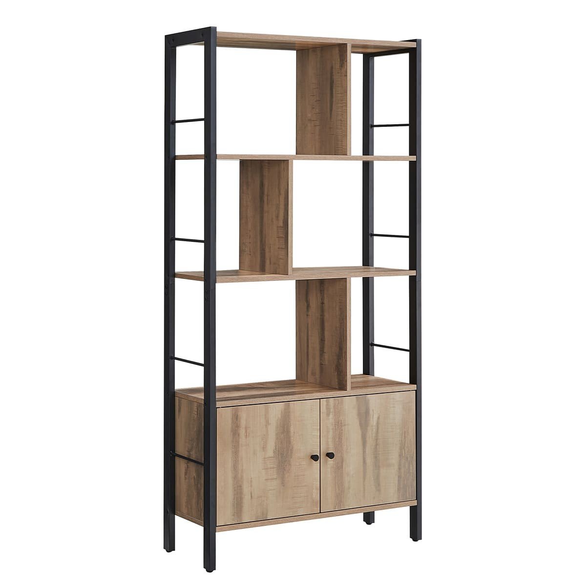 Libreria con 6 scomparti e 2 ante - L74 cm