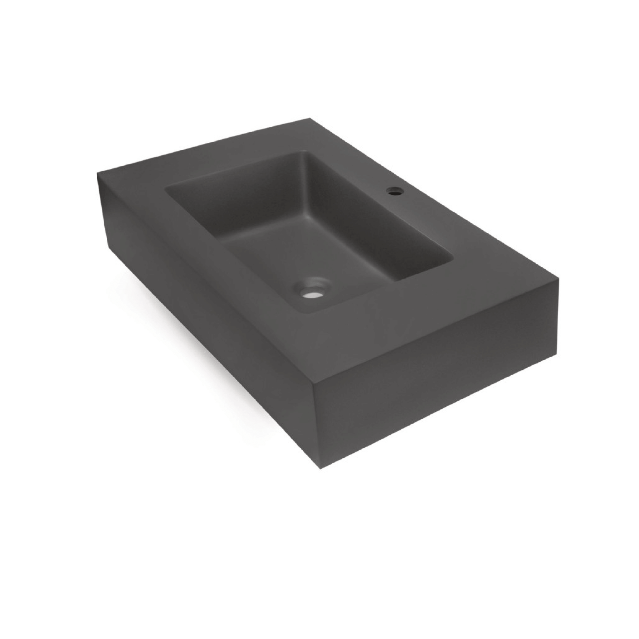 Lavabo Sospeso 60x46 Cm Lullaby "Giada" Effetto Liscio Antracite Opaco