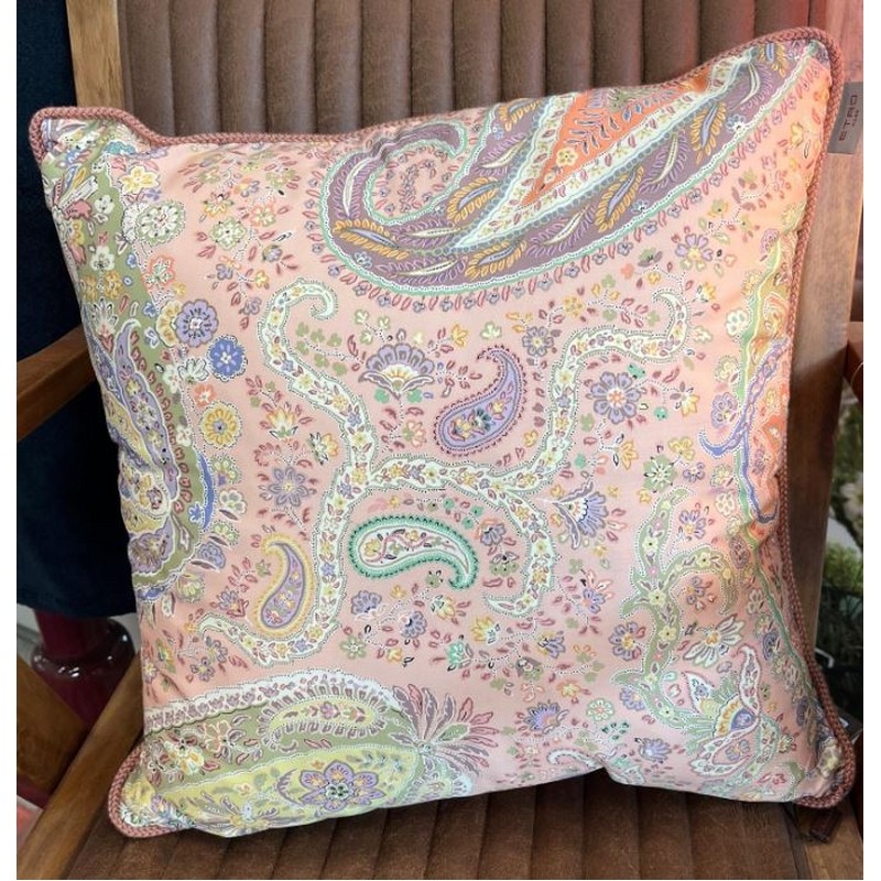 MARANTA CUSCINO RICAMATO SALMONE CON CORDONCINO 100% COTONE ETRO