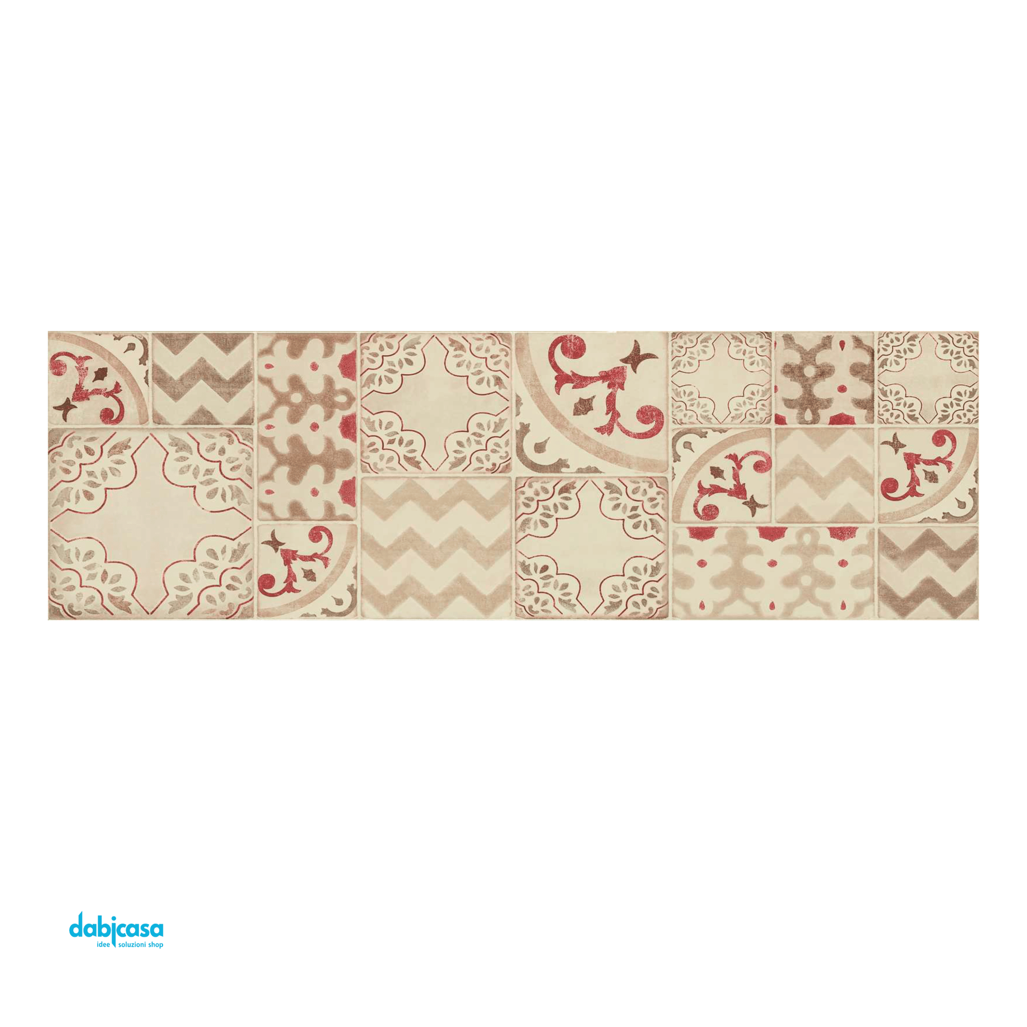 Marazzi "Pottery" Decoro Azulejo Champagne/Chili Rett.25x76