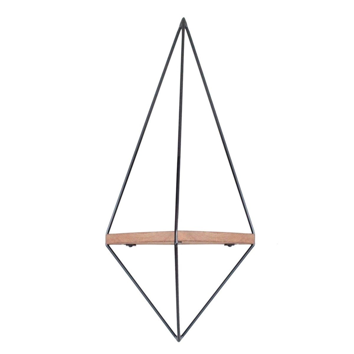 Mensola a muro geometrica in metallo nero e legno massello L60 cm