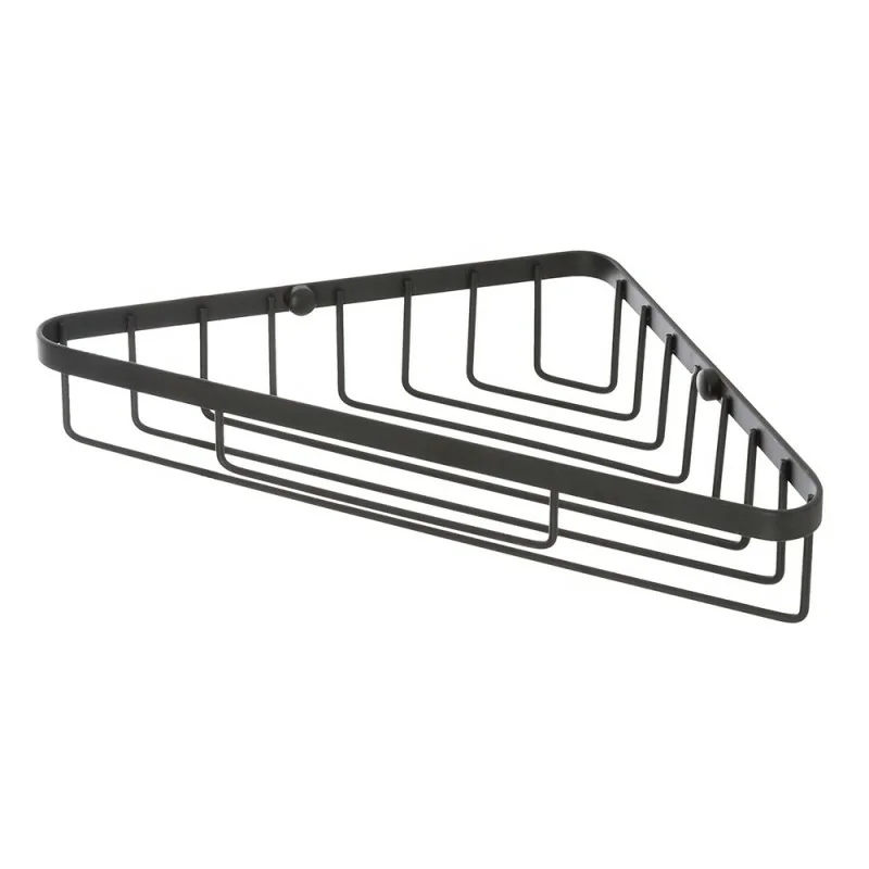 Mensola doccia angolare in acciaio nero opaco con fissaggio a parete