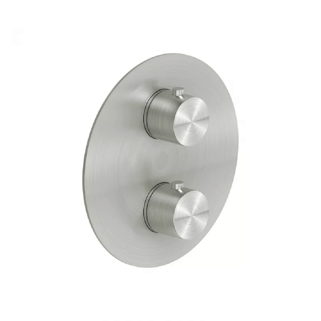 Miscelatore Doccia Ad Incasso Con Deviatore Termostatico a 2 Vie "Steel" Inox Spazzolato