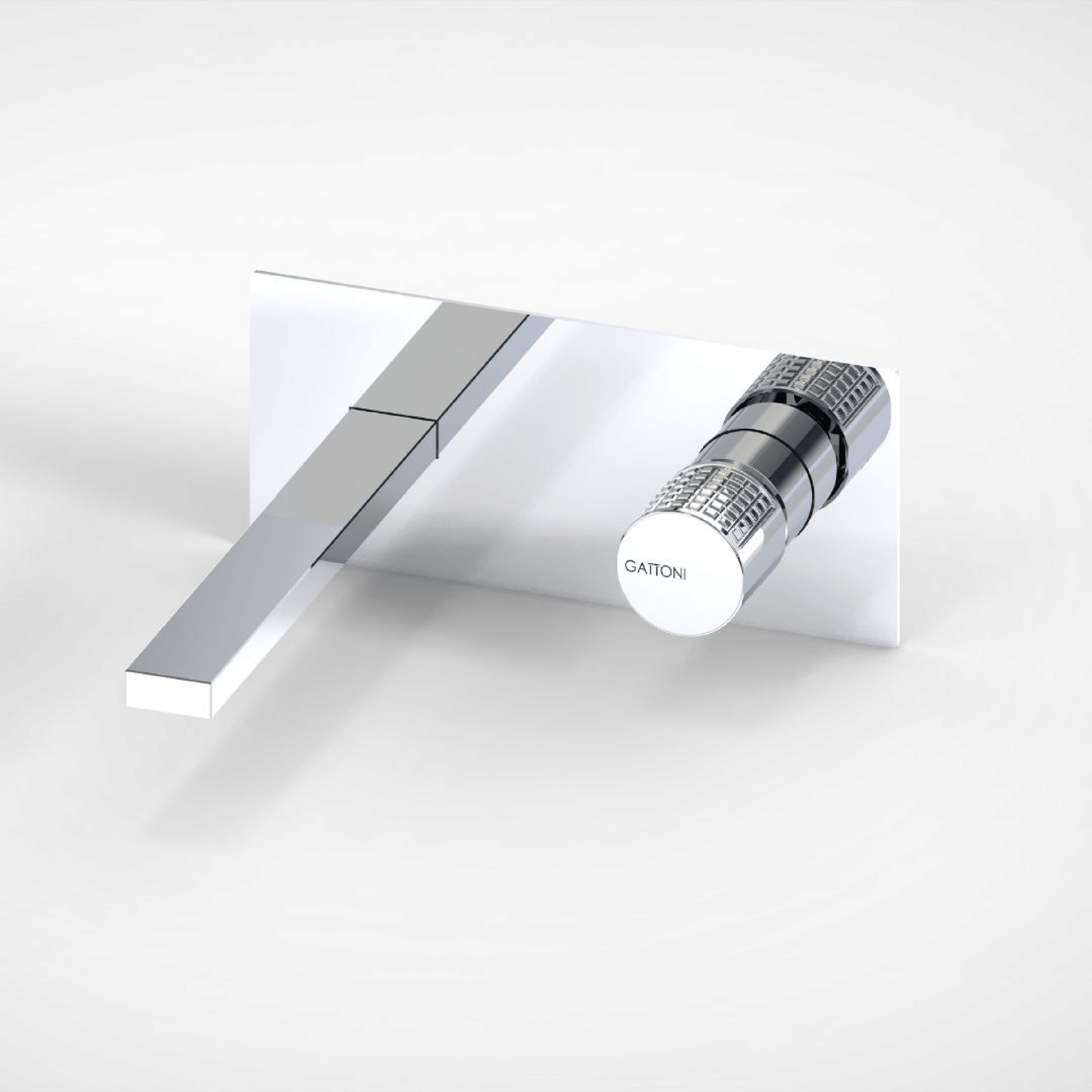 Miscelatore Lavabo a Parete Con Piastra Bocca Di Erogazione Da 20 Cm Gattoni Rubinetteria "T_K" Cromo Lucido