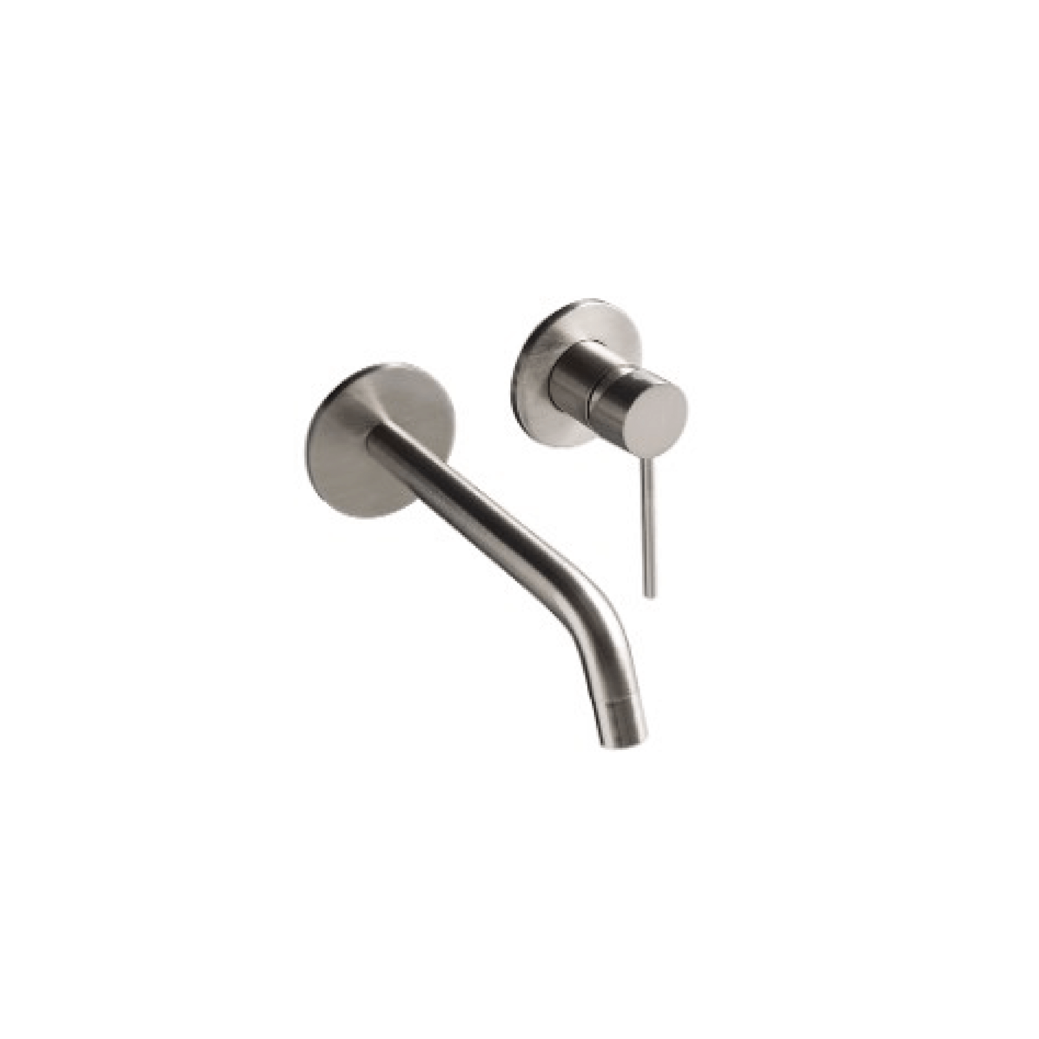 Miscelatore Lavabo a Parete Senza Piastra Bocca Di Erogazione Da 25 Cm "Rè" Inox Spazzolato