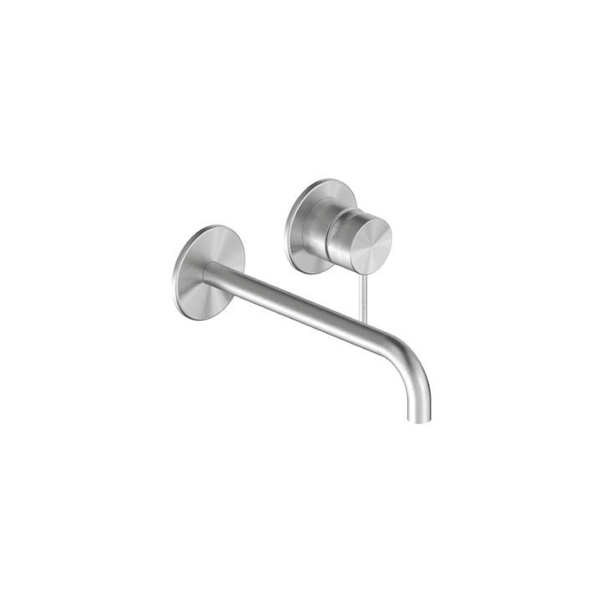 Miscelatore Lavabo a Parete Senza Piastra Bocca Di Erogazione Da 22,5 Cm Ercos "Stilox" Inox Spazzolato