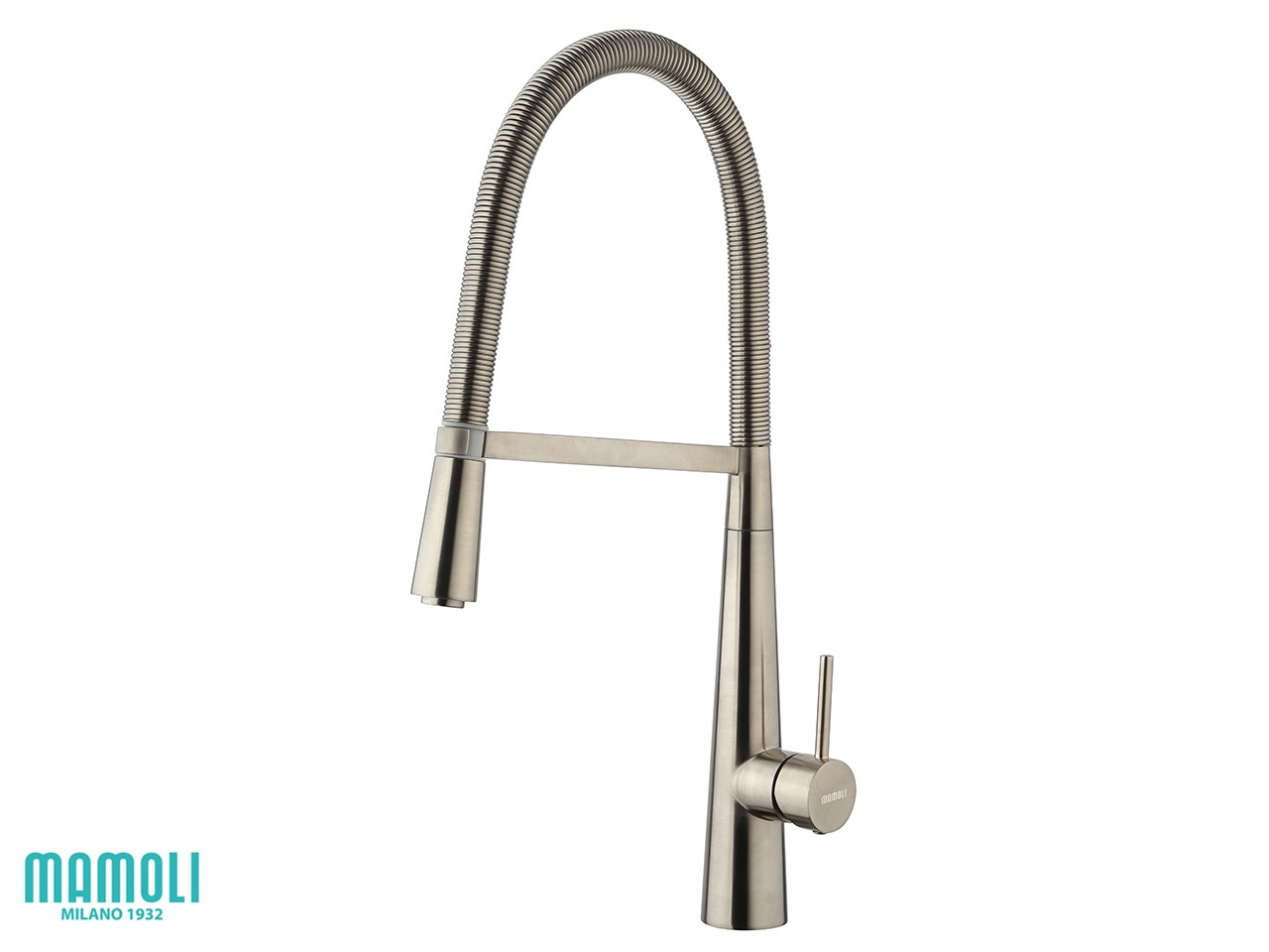 Miscelatore Lavello Cucina Pico a Molla con Doccetta KONO Finitura Inox Spazzolato-75855