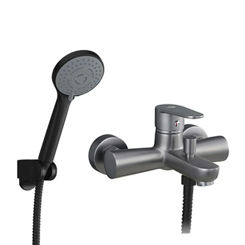 Miscelatore vasca nichel nero satinato con duplex e kit doccia serie Lizzy