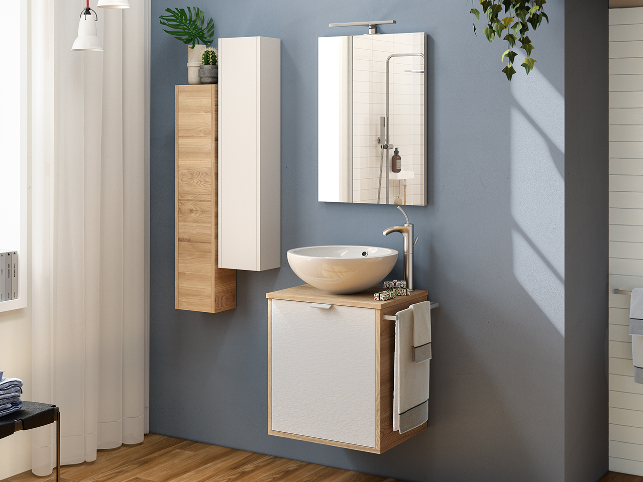 Mobile Bagno Milu' 50 cm Sospeso con Toppino per Lavabo in Appoggio-9008566