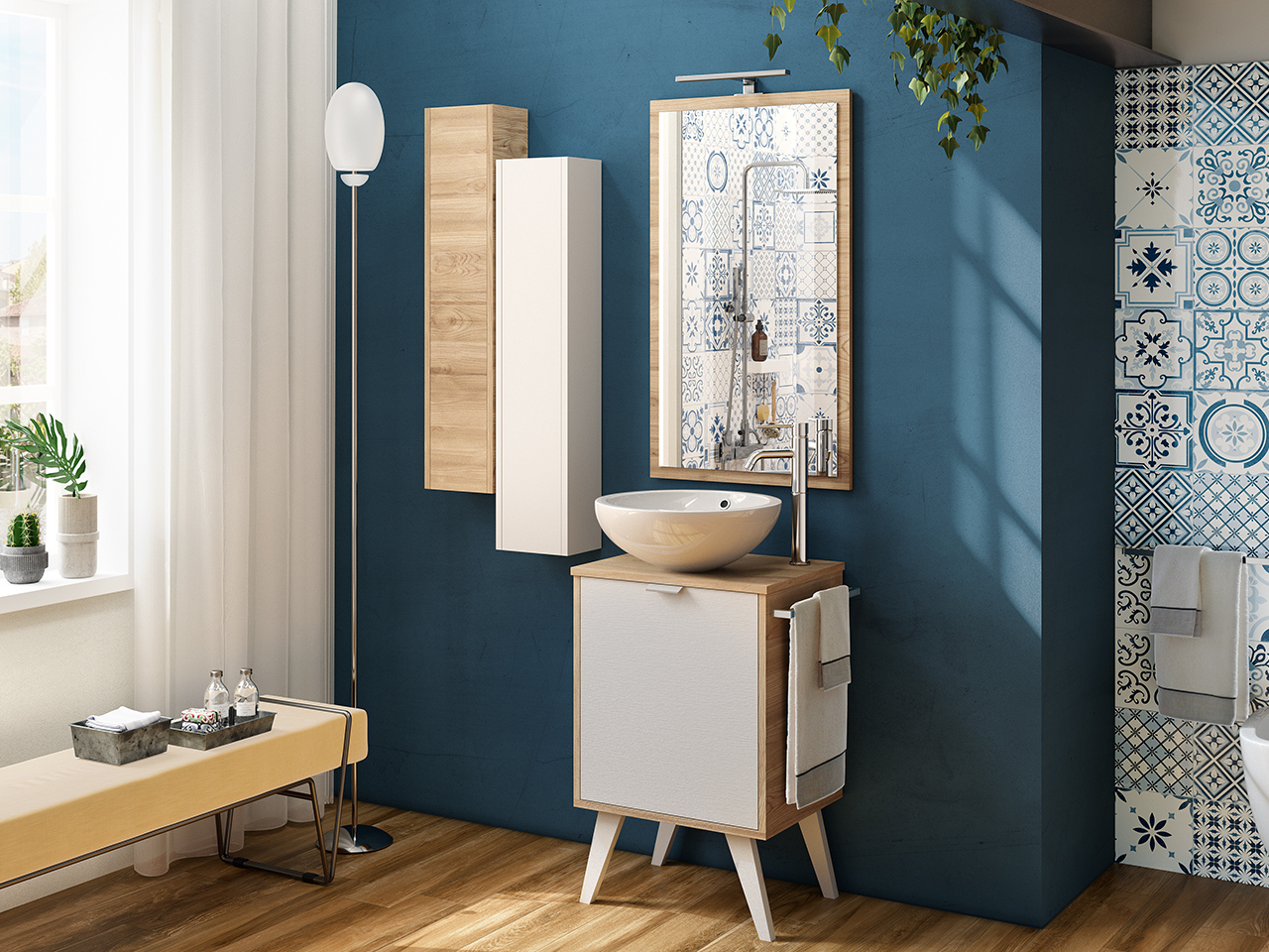 Mobile Bagno Milu' 50 cm 4 Gambe a Terra con Toppino-9008570