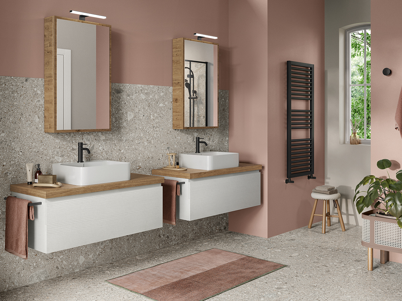 Mobile Bagno QUBO 100 cm con Cassetto Bianco Matrix e Toppino Sherwood-9010398