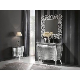 MOBILE COMO' CASSETTIERA BOMBATO ARGENTO MASSELLO ARTIGIANALE