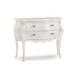 CREDENZA BOMBATA 2 CASSETTI LACCATO BIANCO