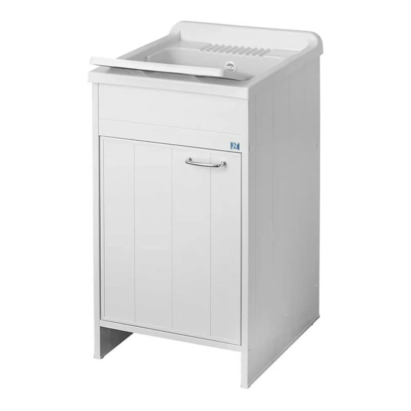 Mobile lavatoio 50x50 cm vasca in resina con asse e kit di scarico