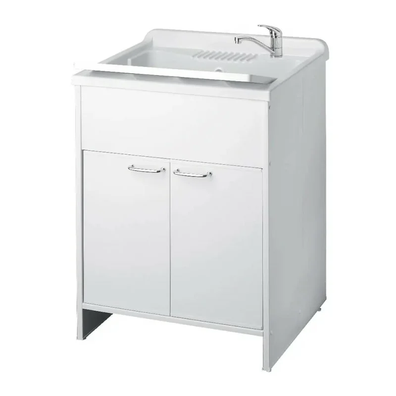 Mobile lavatoio 60x50 cm vasca in resina con asse e kit di scarico