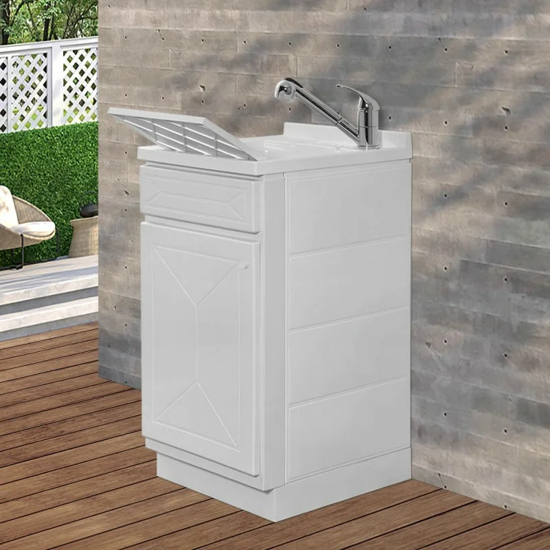 Mobile Lavatoio in Kit bianco 45x50 cm completo di asse lavapanni