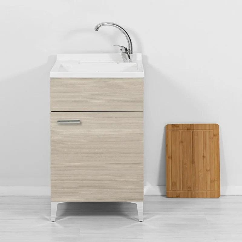 Mobile lavatoio larice 50x50 cm vasca in resina e asse lavapanni Desya