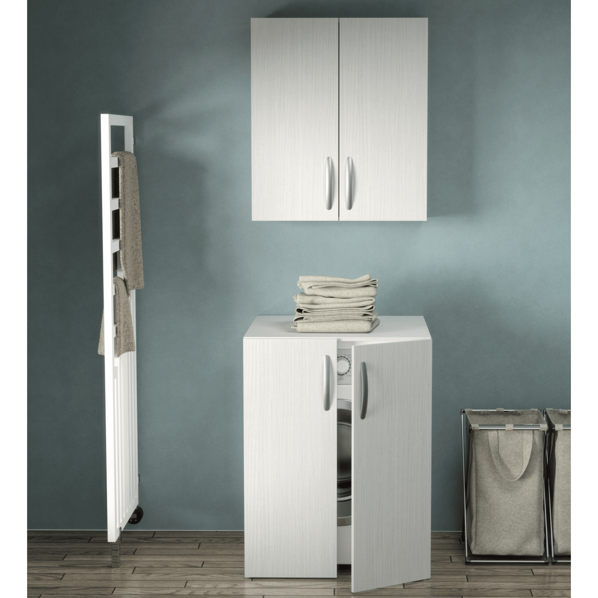 Mobile Per Lavatrice 70x70 Due Ante Con Pensile Sospeso Esseci Arredo Bagno "Adele"