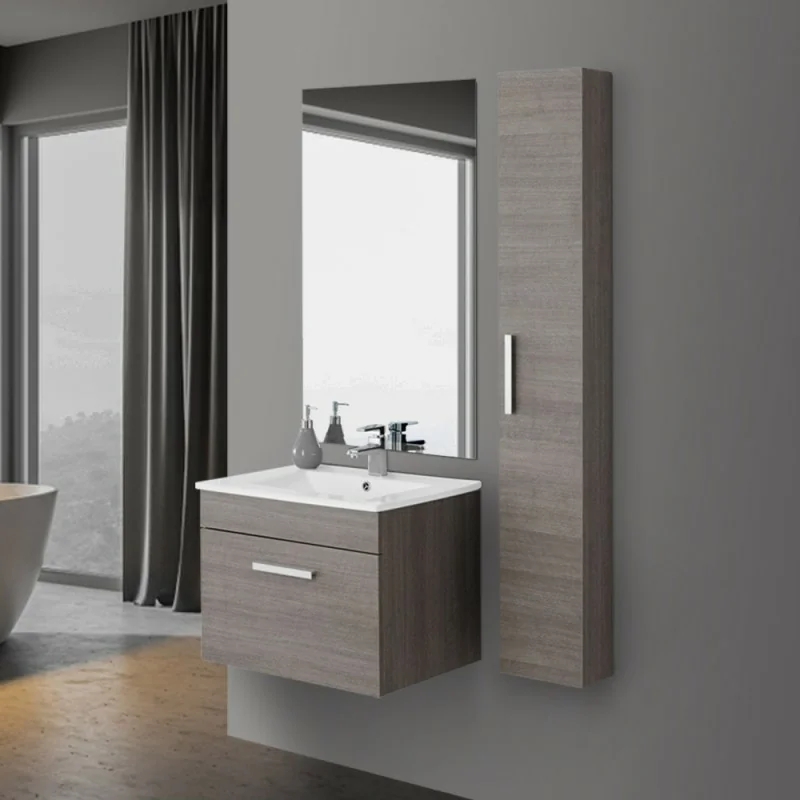 Mobile Sospeso Salvaspazio Rovere Scuro 61 cm con Pensile Incluso