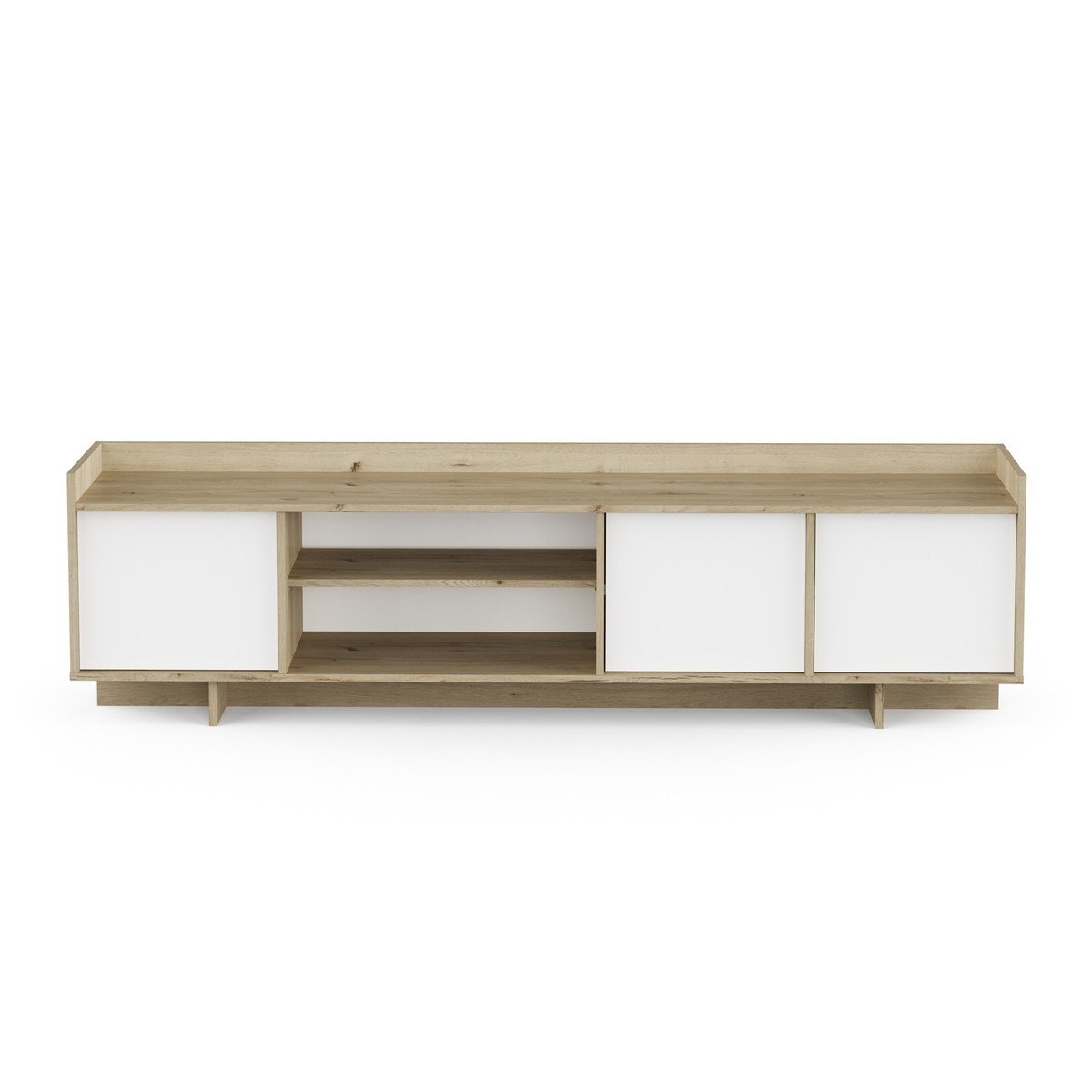 Mobile TV 3 porte 1 nicchia decorazione rovere reale e bianco L183 cm