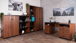 Set completo per ufficio A Mojokerto, 5 pezzi, colore: noce / nero