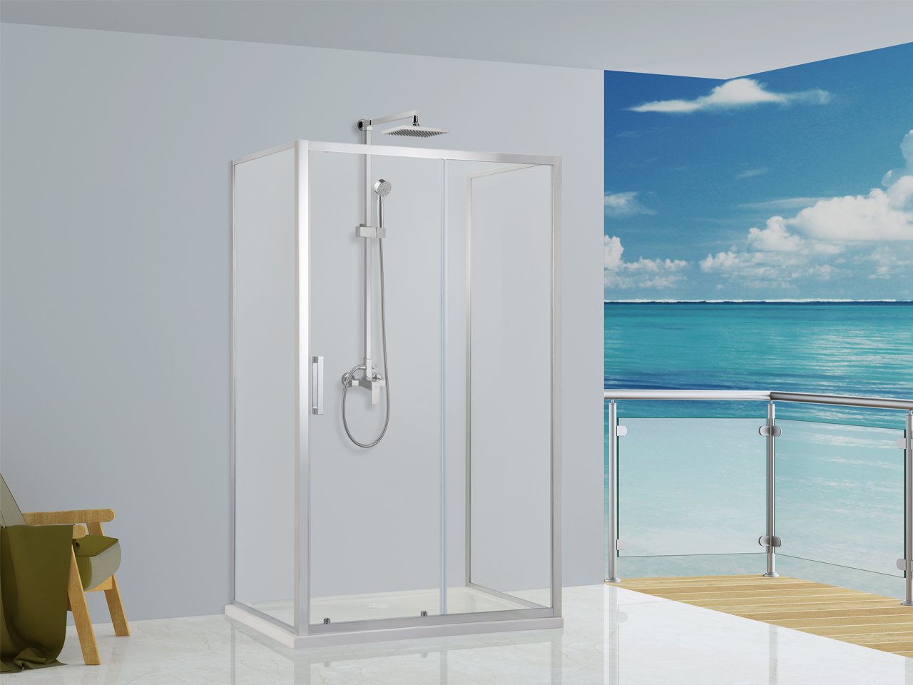 Box Doccia Neptum 120x70x70 H190 Est 68/70 - 116/120 Porta Scorrevole e 2 lati fissi Cristallo 6 mm Trasparente Cromato-9006290