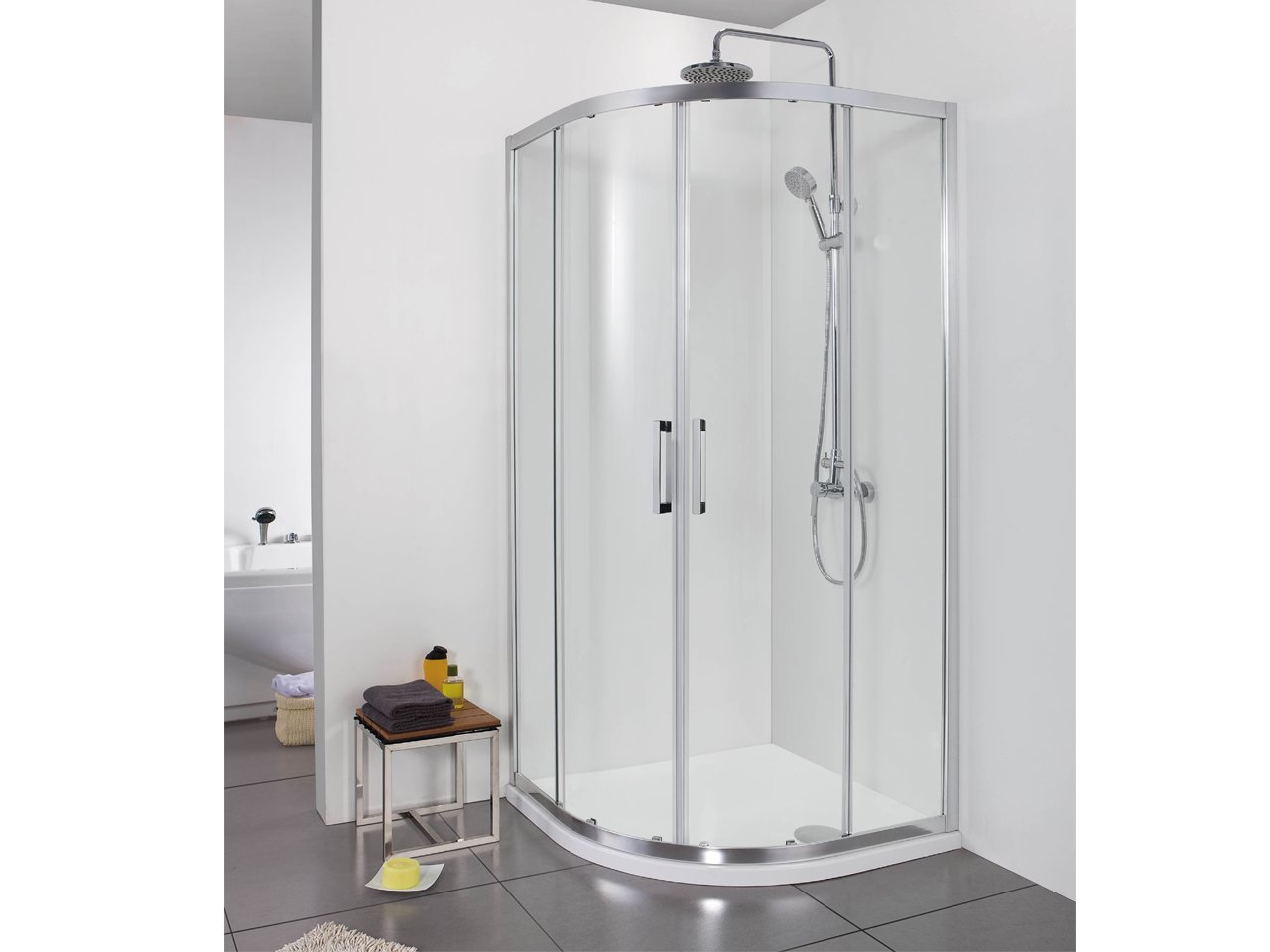 Box Doccia Angolare Neptum 80x80 H190 Porte Scorrevoli Cristallo 6 mm Trasparente Cromato-16250