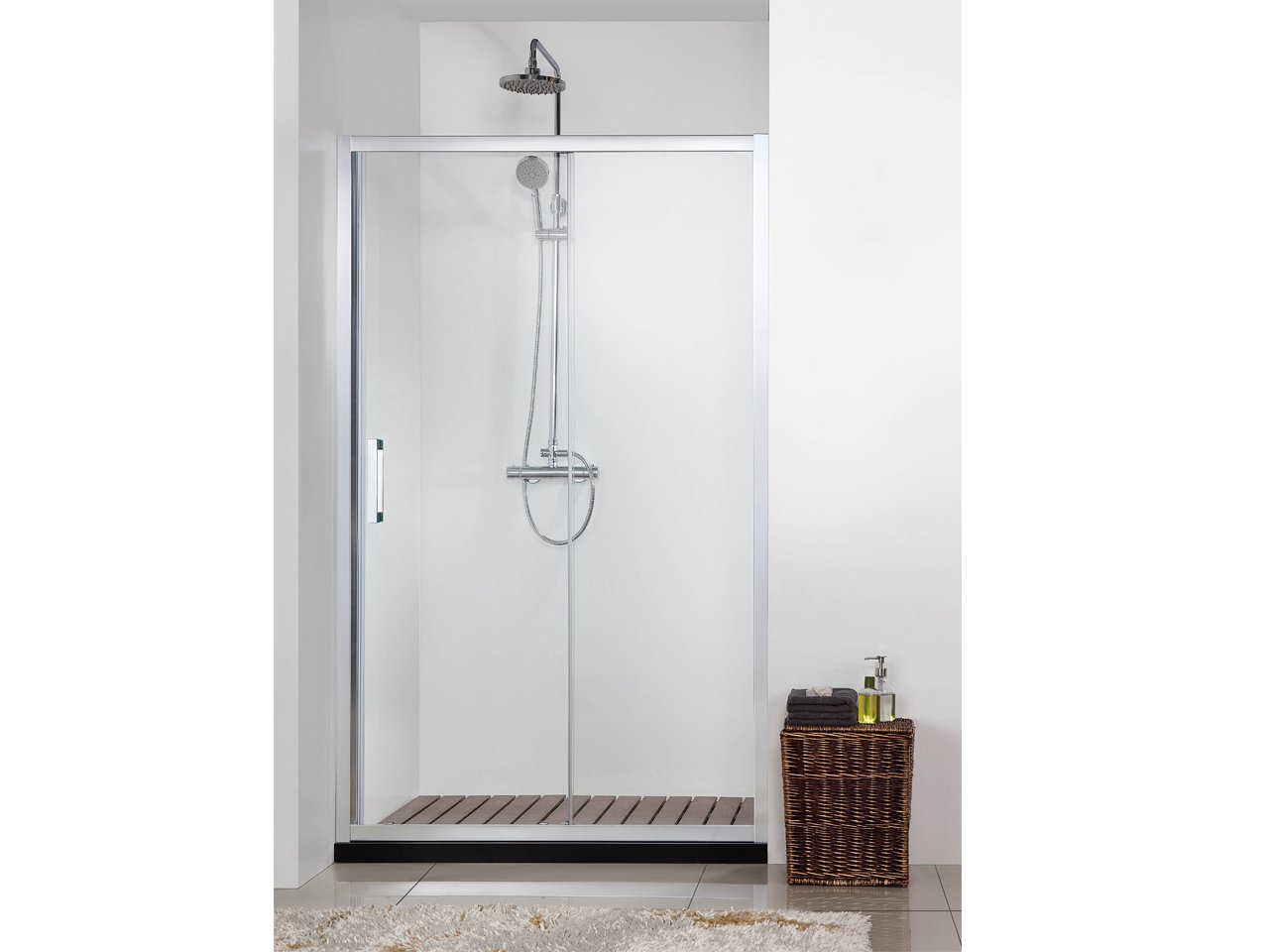 Porta Doccia Scorrevole Neptum cm 100xH190 Est 96/100 Cristallo 6mm Trasparente Cromo-16252