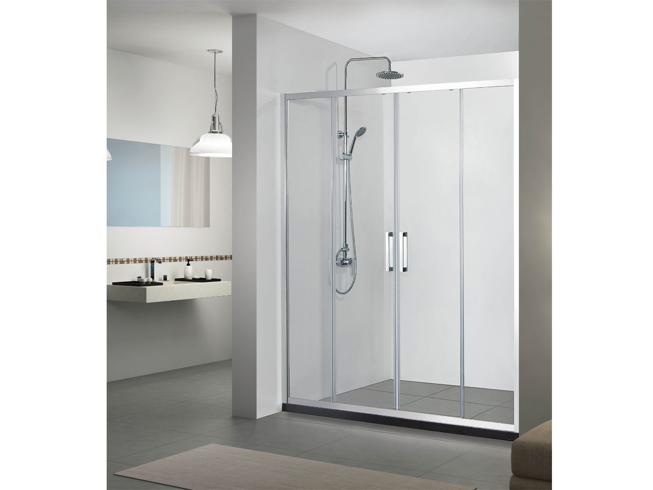 Porta Doccia Scorrevole Neptum cm 170xH190 Est 166/170 Cristallo 6mm Trasparente Cromo-16257